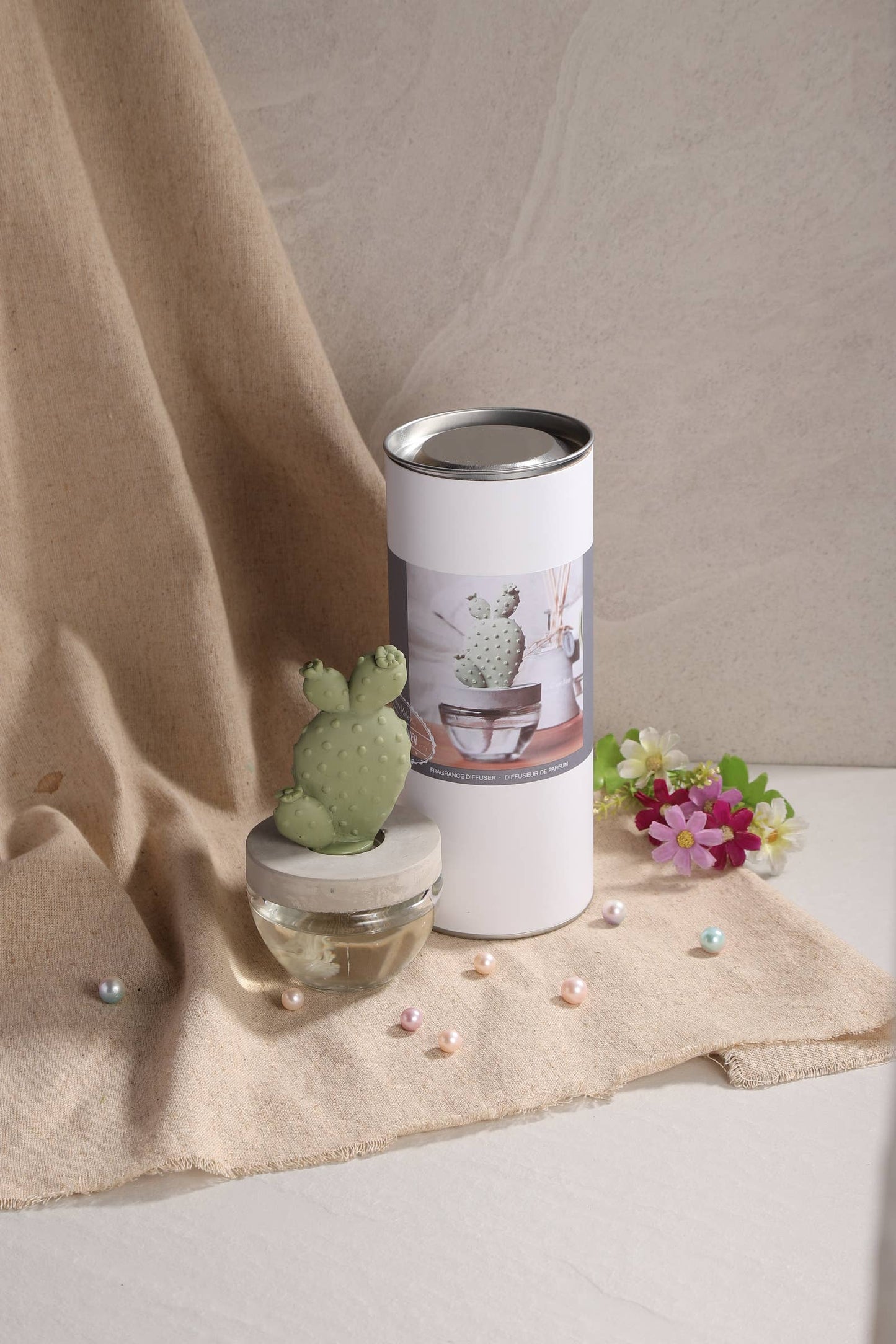 Cactus - Bunny Ear Cactus ceramic diffuser gift set - 100ml
