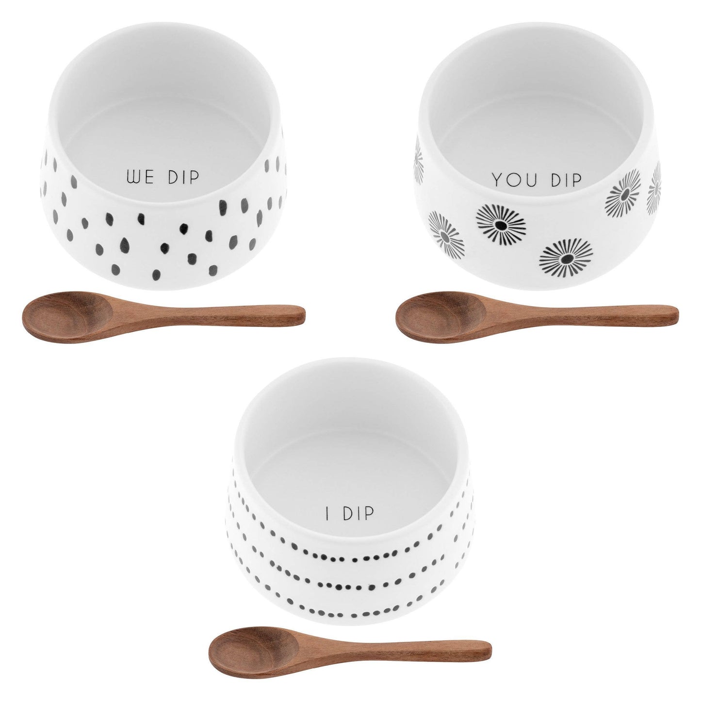 Milo Dip Bowls w/ Round Spoons S/3