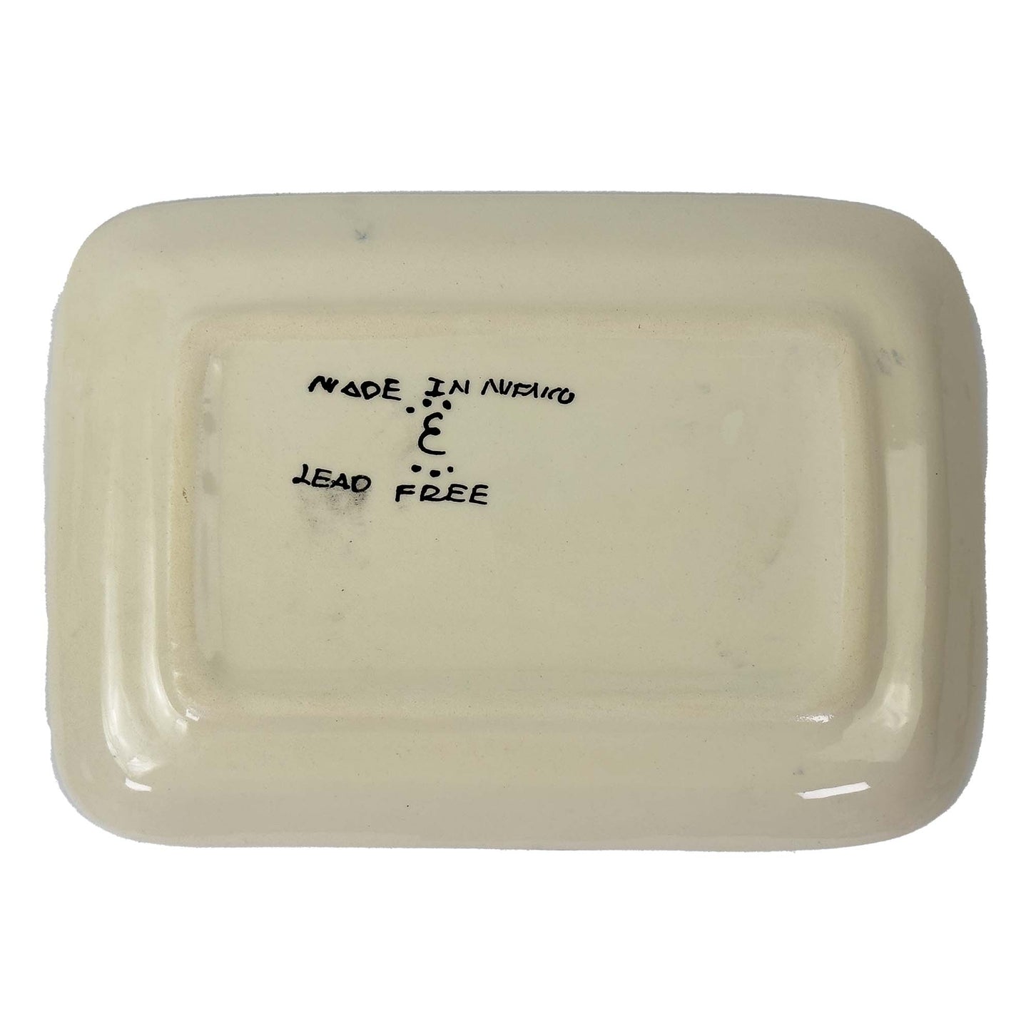 Mexican Ceramic Small Serving Platter Blue Plumeado