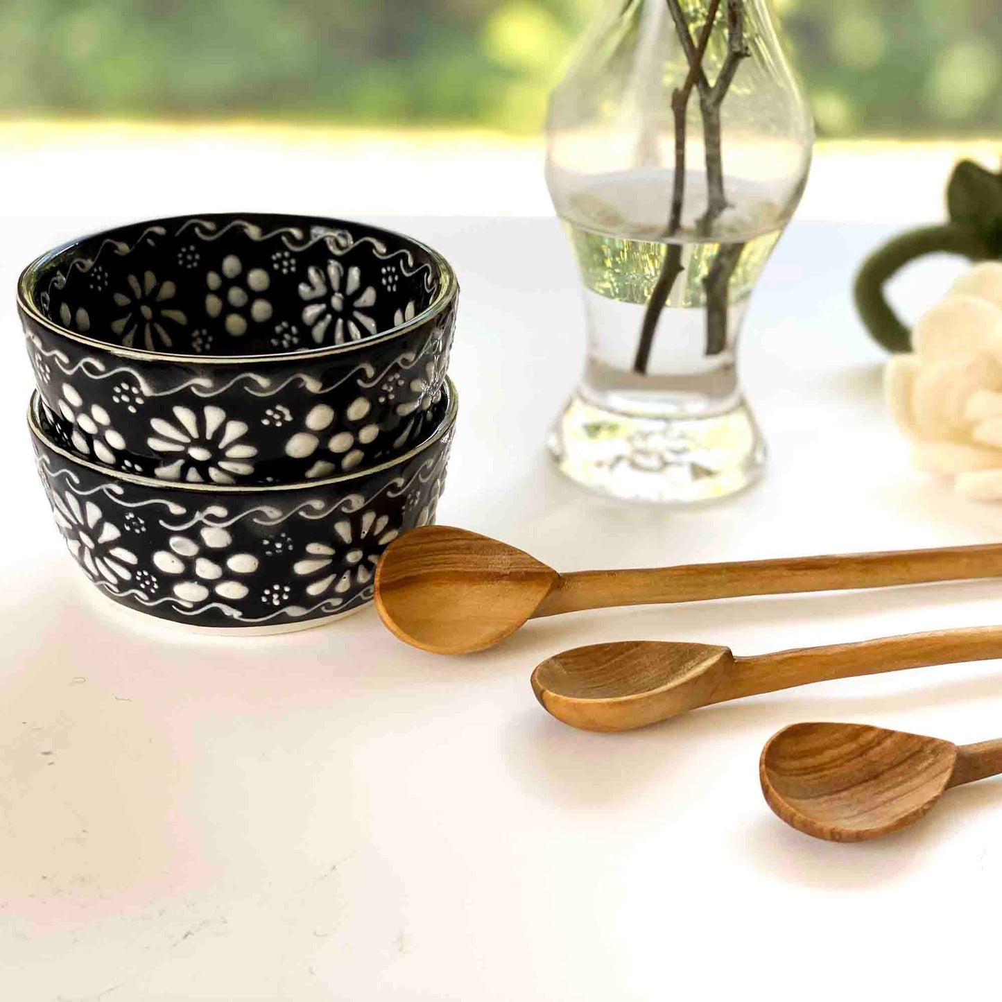 Encantada Handmade Pottery Salsa/Dip Bowl, Ink