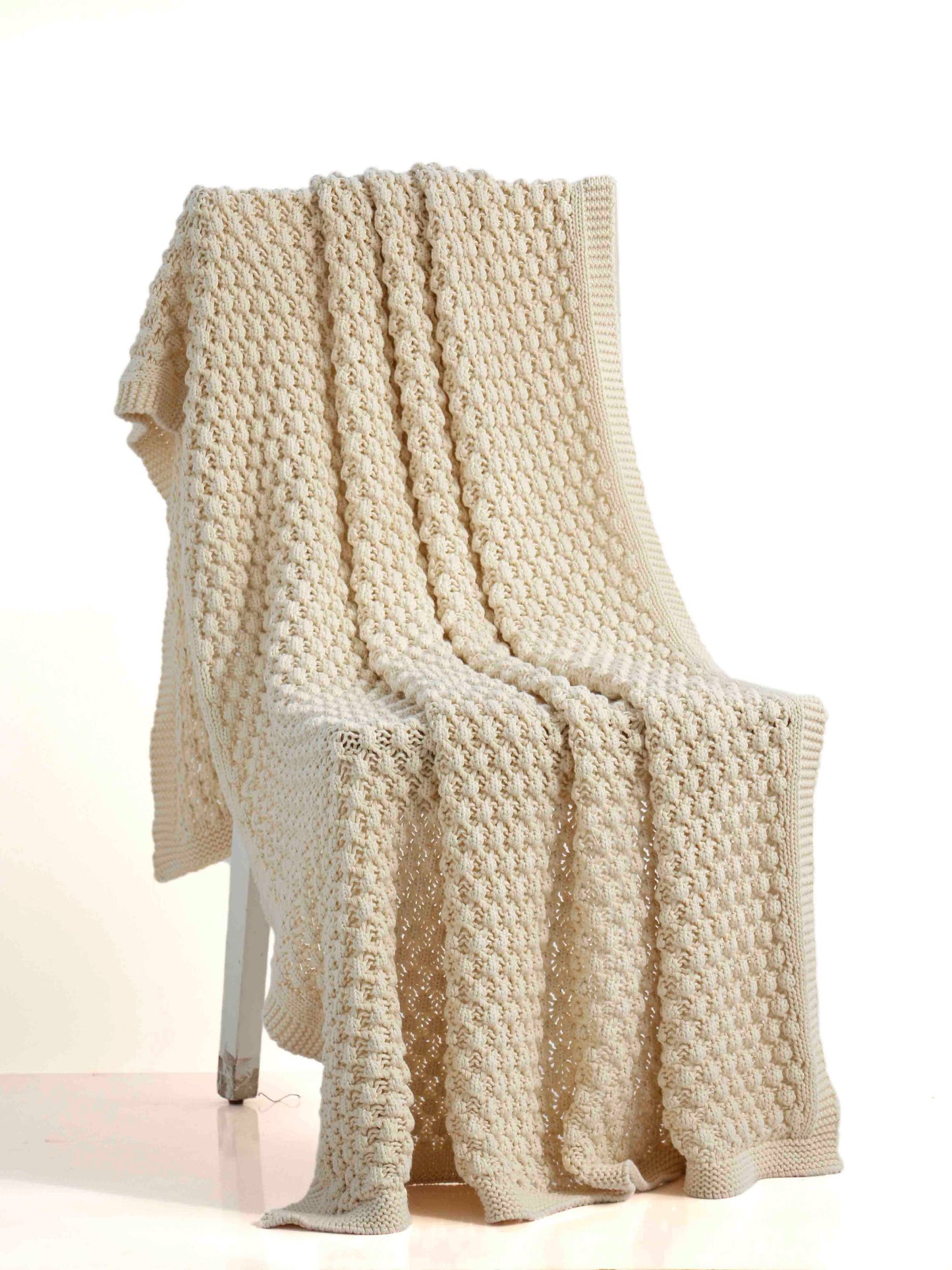 Popcorn Cotton Knitted Throw Blanket