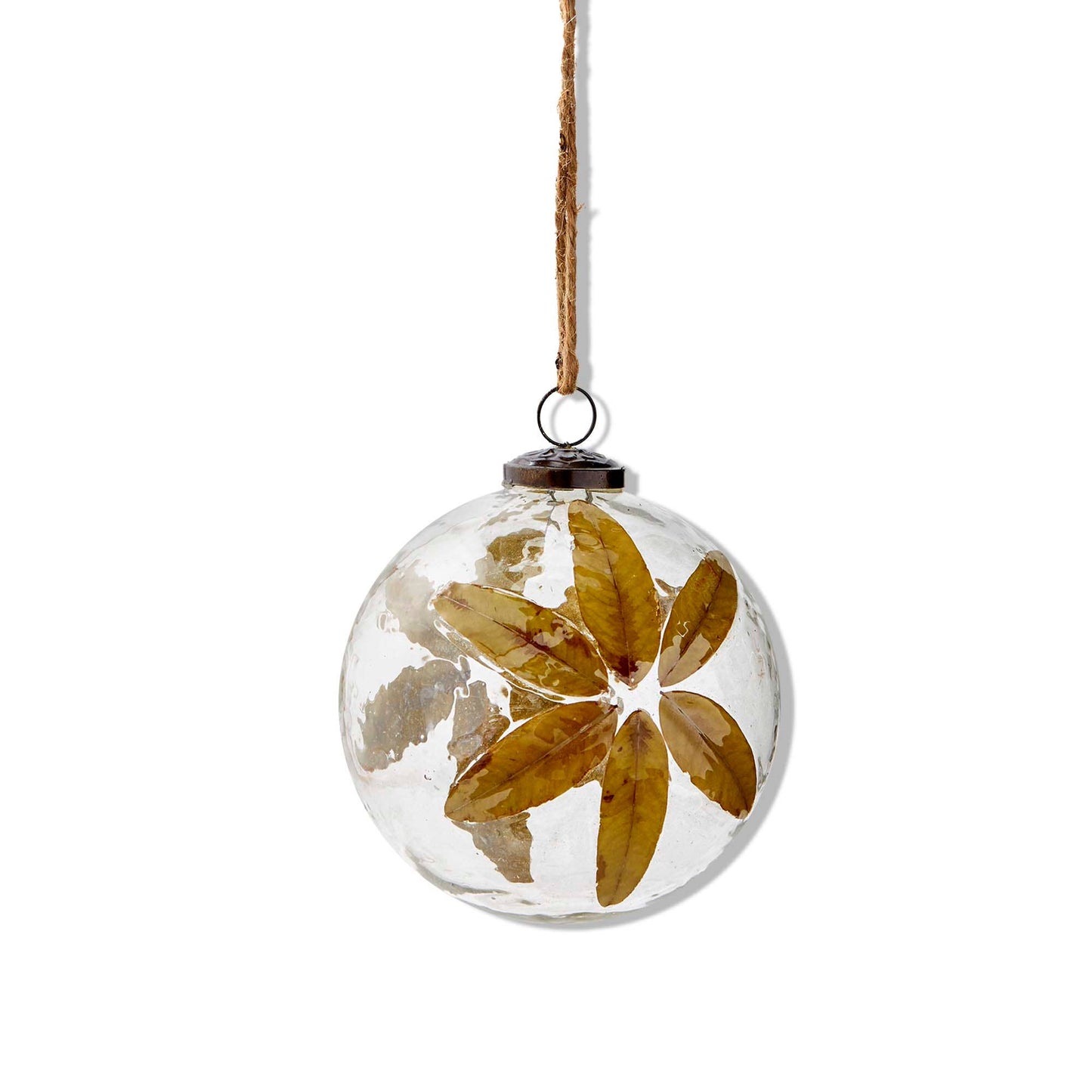 Embedded Large Leaf Christmas Ornament 4.7 In