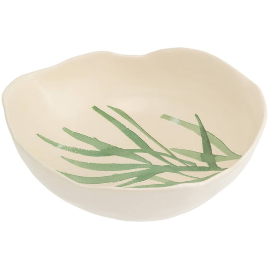 10.75" Leaf And Stem Ceramic Bowl