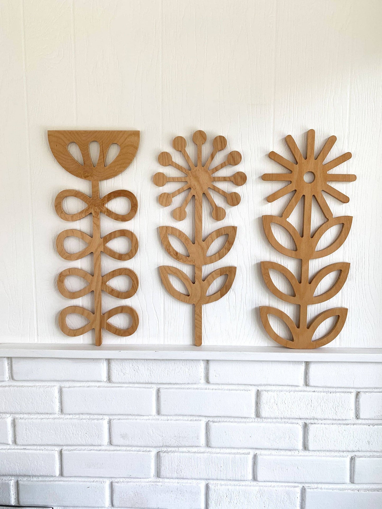 Large wooden Scandinavian folk art flowers wall decor