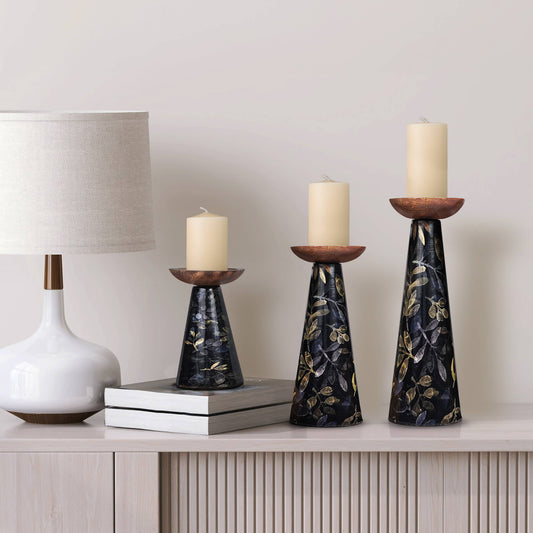Moody Floral Candle Holder Set