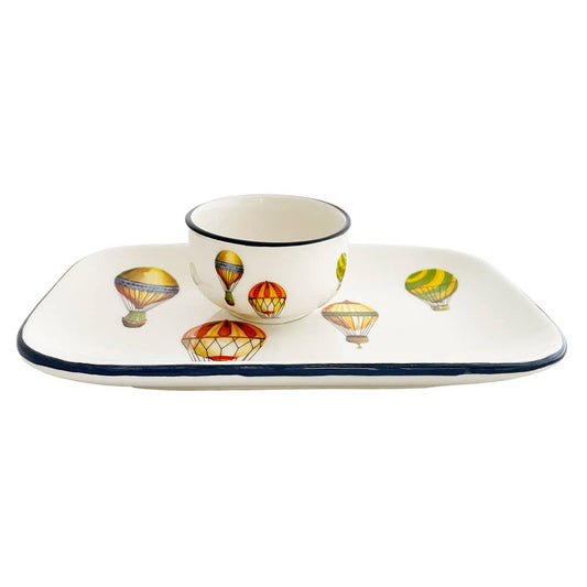Up, Up & Away Hot Air Balloon Rectangle Plate/Tray &  Bowl