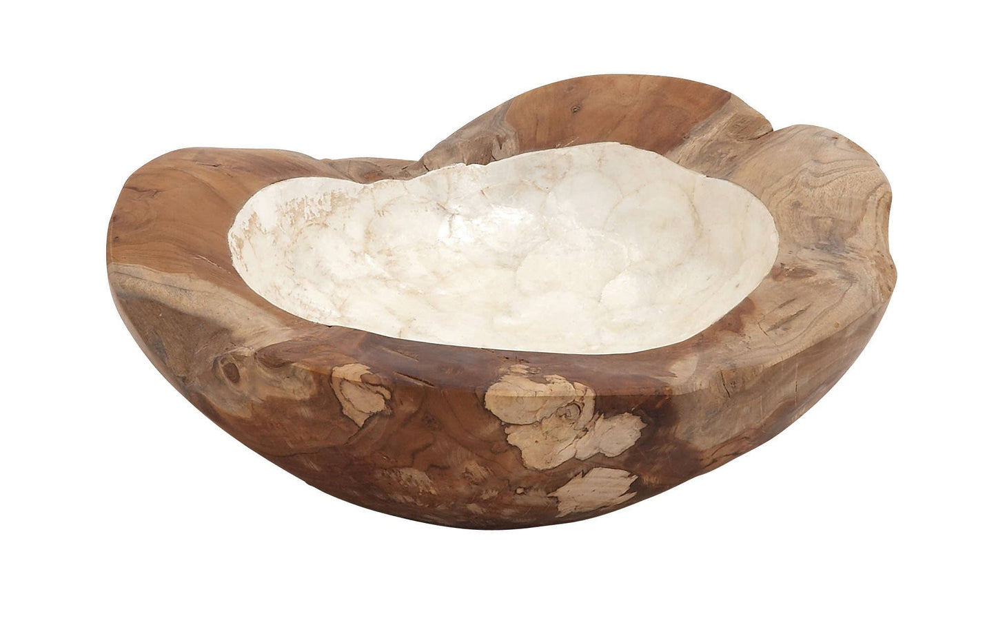 Bohemian Brown Teak Wood Decorative Bowl - Capiz Interior