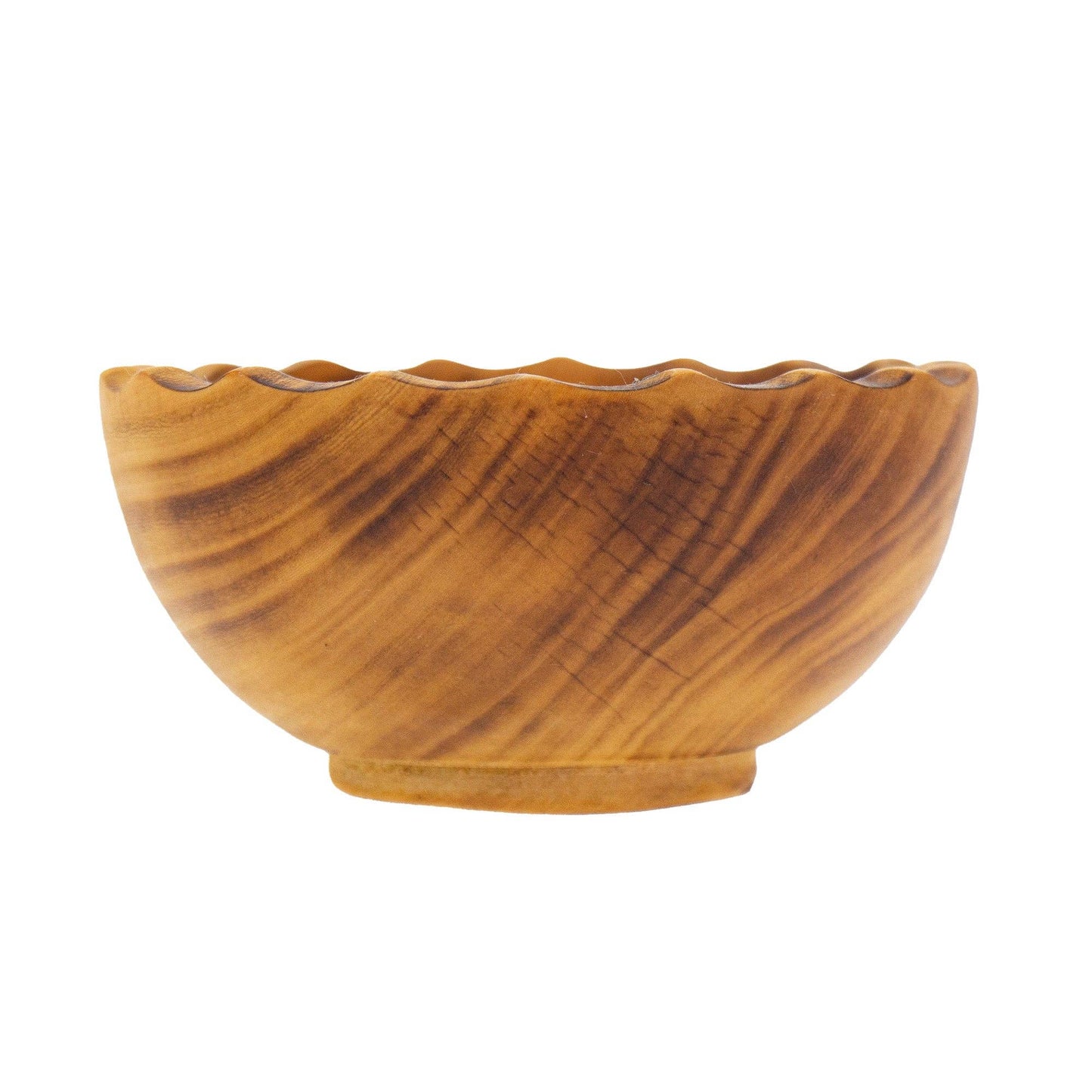 Nested Round Scalloped Jacaranda Wood Bowls, Set of 3
