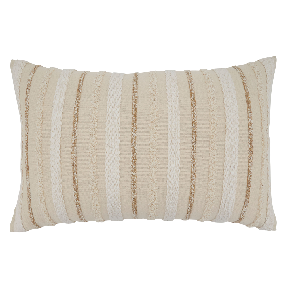 Natural Woven Stripe 16"x24" Cotton Throw Pillow