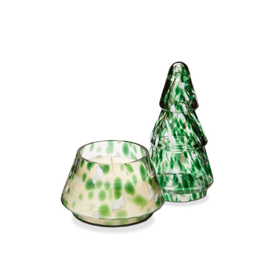 Green Glass Tree Shaped Scented Candle Large