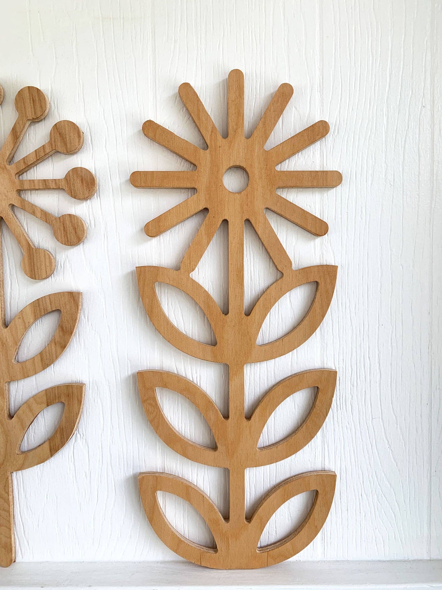Large wooden Scandinavian folk art flowers wall decor