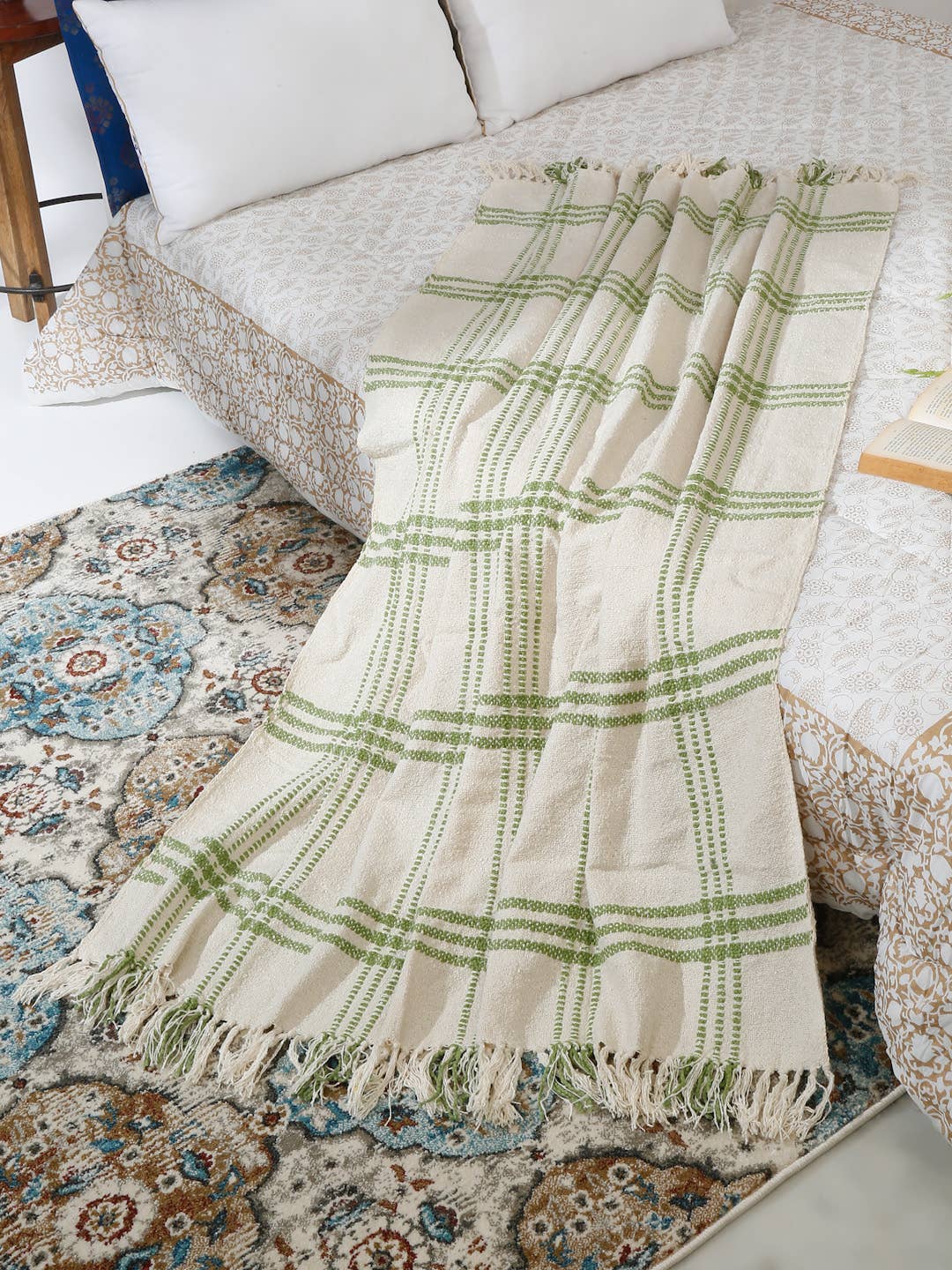 Boho inspired throw for living room | Indian artisanal throw