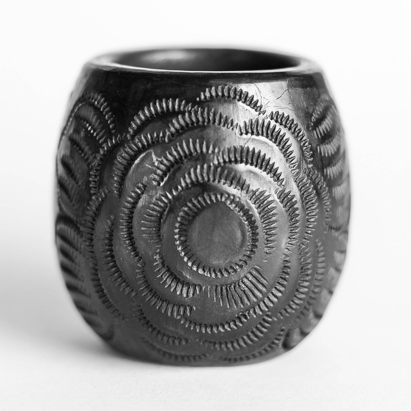 Black Clay Mexican Shot Glasses - Set of 4 - 2 Oz -Barrel
