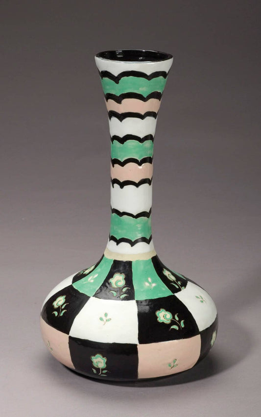Black & White Vase w/ Mint Accents 16.5"