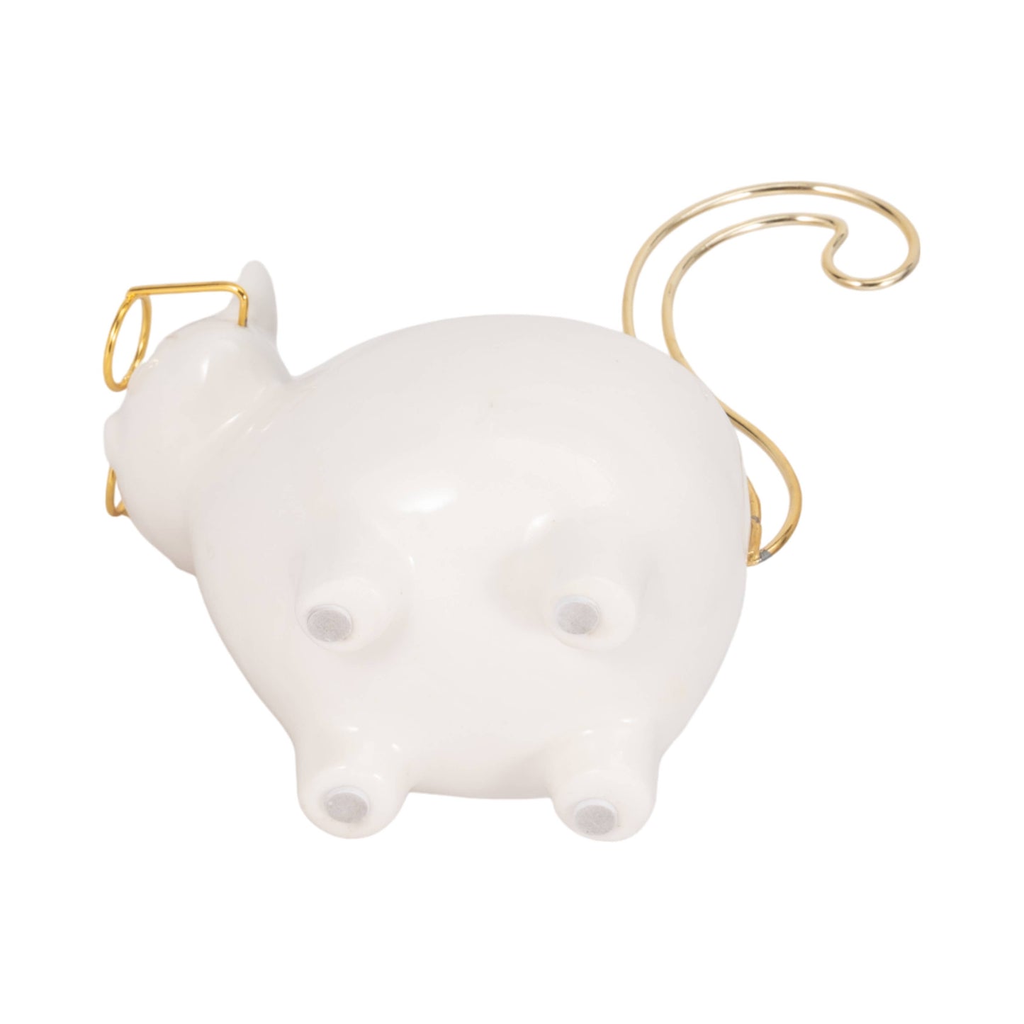 Ceramic Boho Novelty Cat Trinket Tray - White/Gold, 6 in.