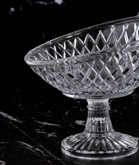 Glass Relief Footed Serving Bowl