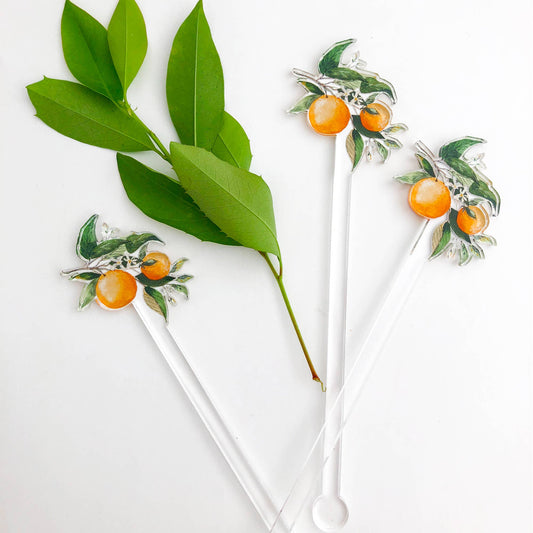 Orange Blossom Acrylic Stir Sticks