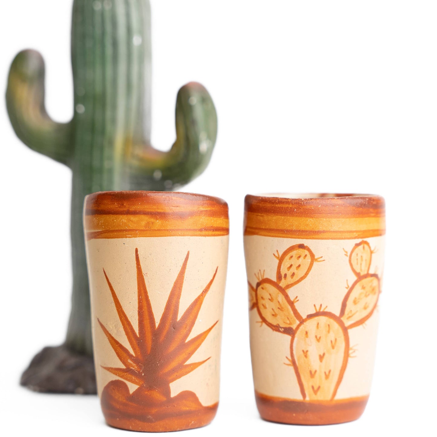 MEXTEQUIL Terracotta Tequila Shot Glasses - Set of 4 - Icons