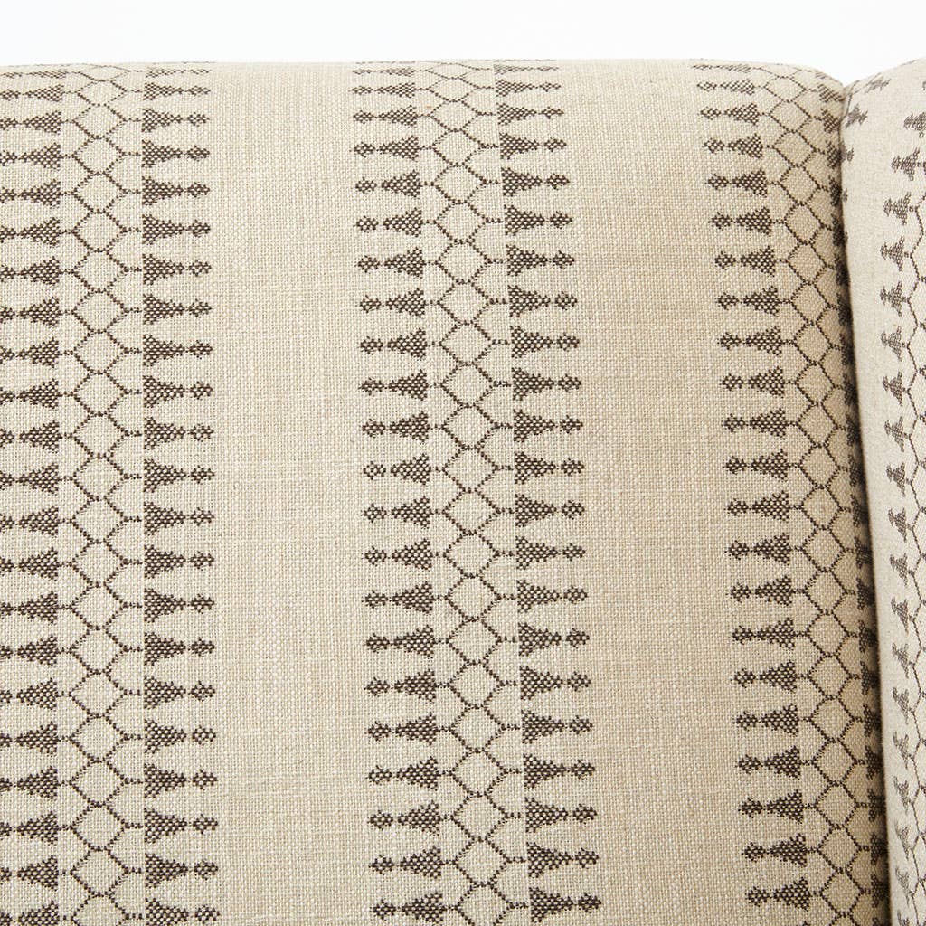 Patterned Beige Wing-Back Guest Chair *