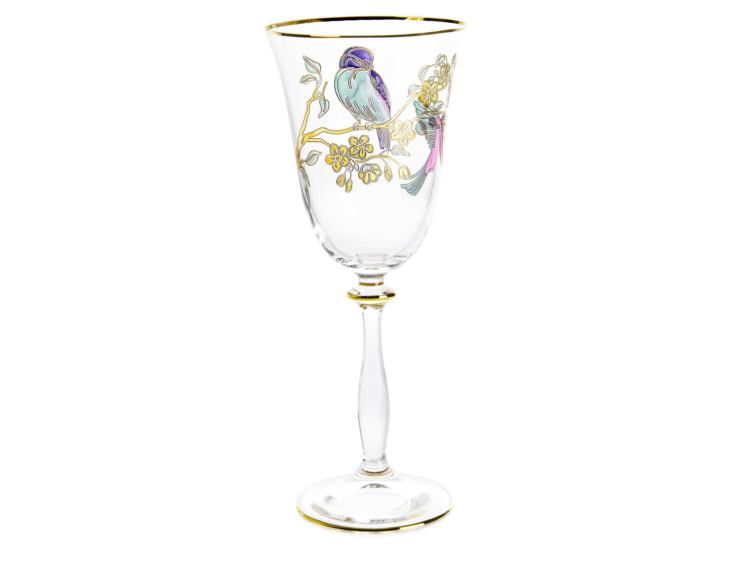 Set of 4 Glasses with Bird Design