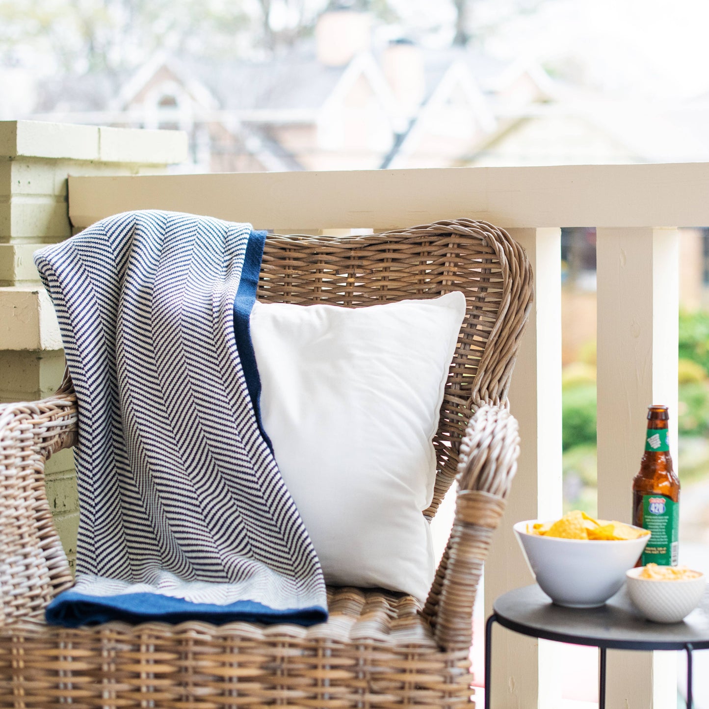 Herringbone Cotton Knit Throw Blanket