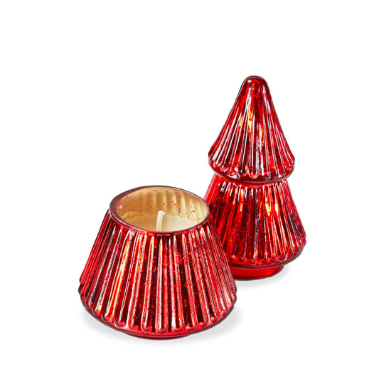 Red Glass Tree Shaped Scented Candle Small