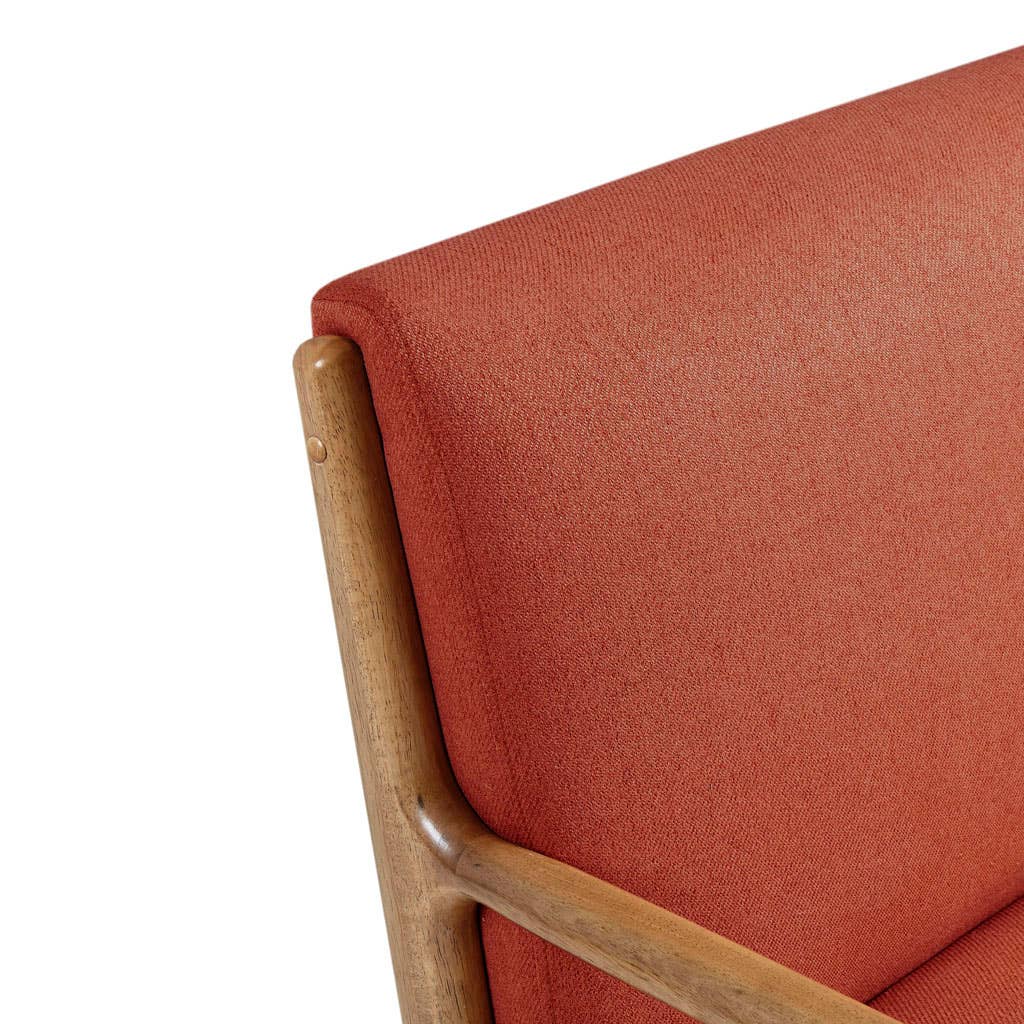 Scandinavian Elm Wood Spice Red Lounge Chair *