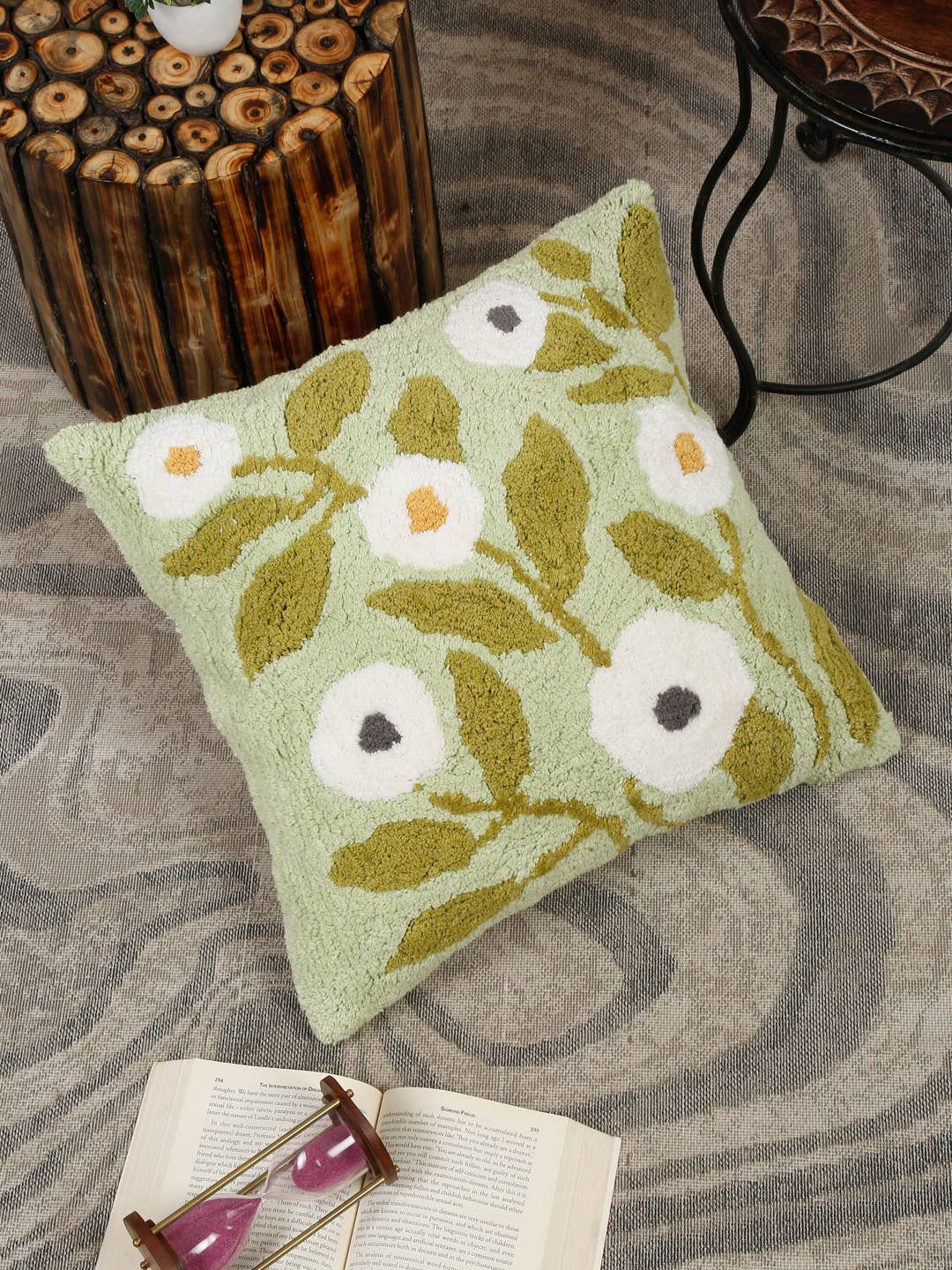 Hand-Tufted Floral Throw Pillow | 18 X 18 Pillow