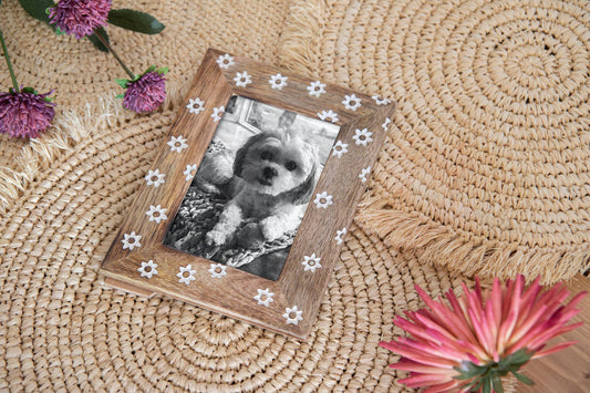 Alden White Flower 4x6 Photo Wood Picture Frame