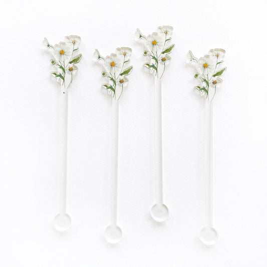 Daisy Bunch Acrylic Stir Sticks