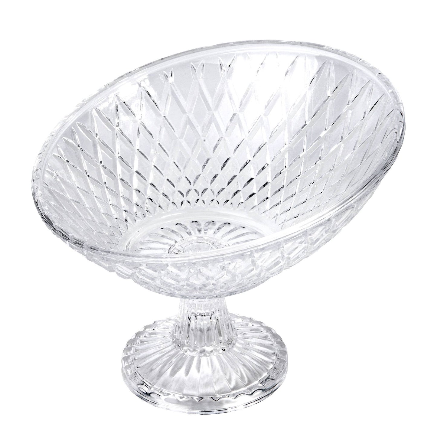 Glass Relief Footed Serving Bowl