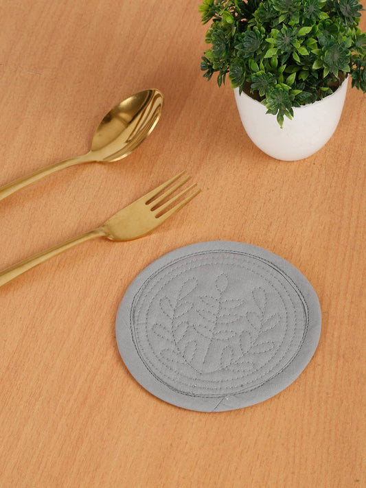 Set of 4 Grey Quilted Coaster |Quilted Fabric Drink Coaster