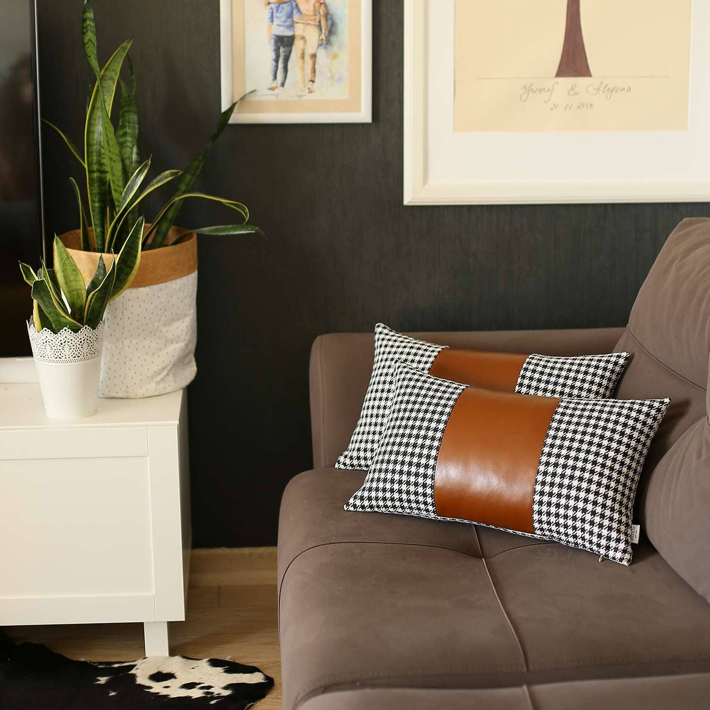 Boho-Chic Decorative Vegan Faux Leather Pillow
