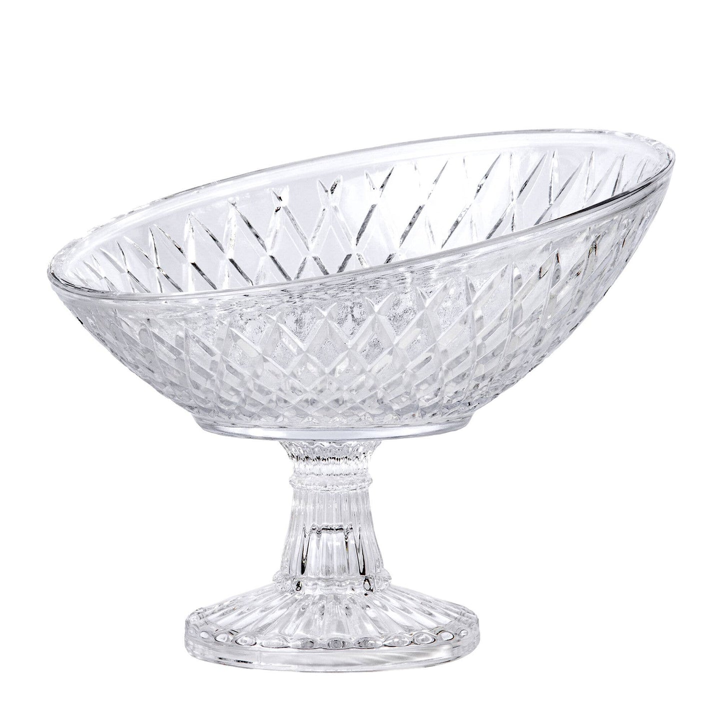 Glass Relief Footed Serving Bowl