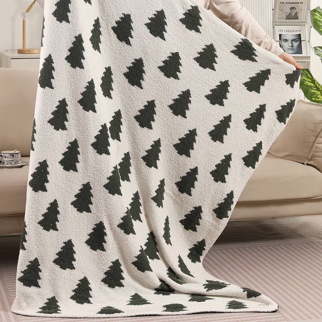 Christmas Trees Pattern Print Cozy Soft Throw Blanket