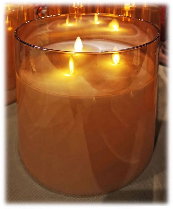 LED 3 Wick Candle in Glass w/Flickering Flame & Remote - 6"