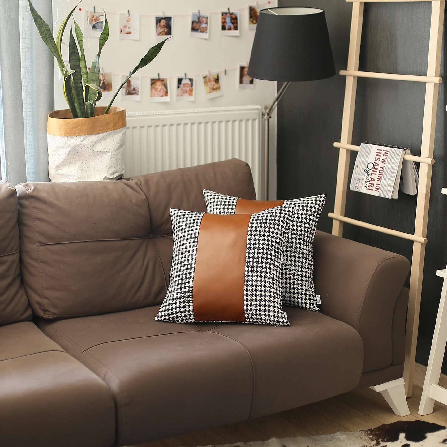 Boho-Chic Decorative Vegan Faux Leather Pillow