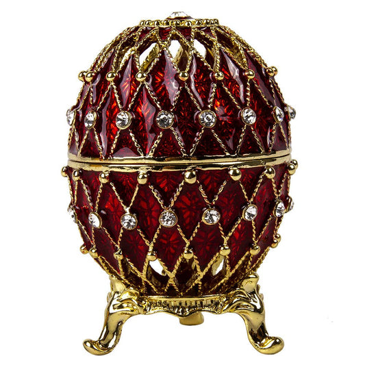 Openwork Imperial Mesh Egg / Jewelry Box in Red