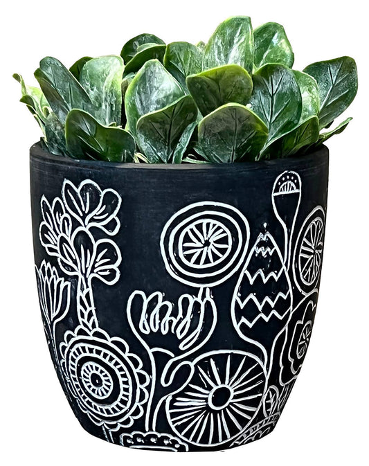 Small Floral Engraved Planter
