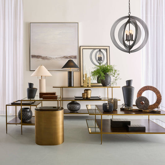 Carrick Modern 2-Tier Brass Metal and Wood Coffee Table