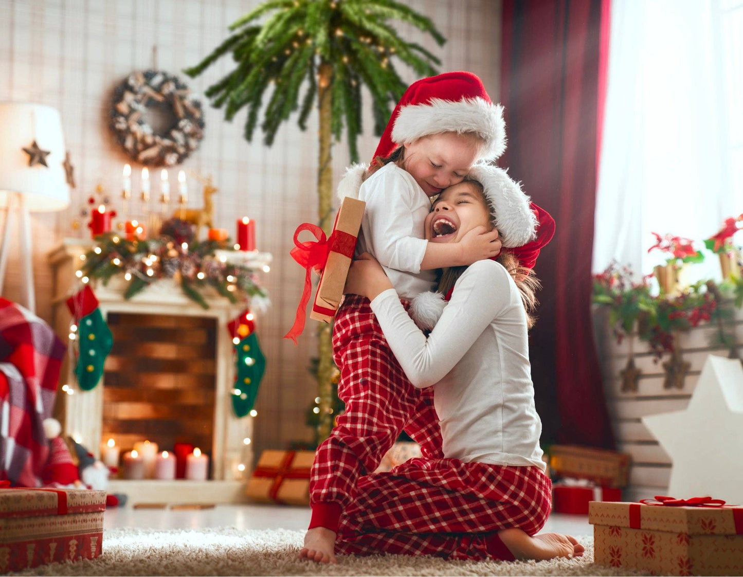7 Foot Tall Palm Tree Christmas Tree with Sand Colored Skirt & 100 White LED Lights