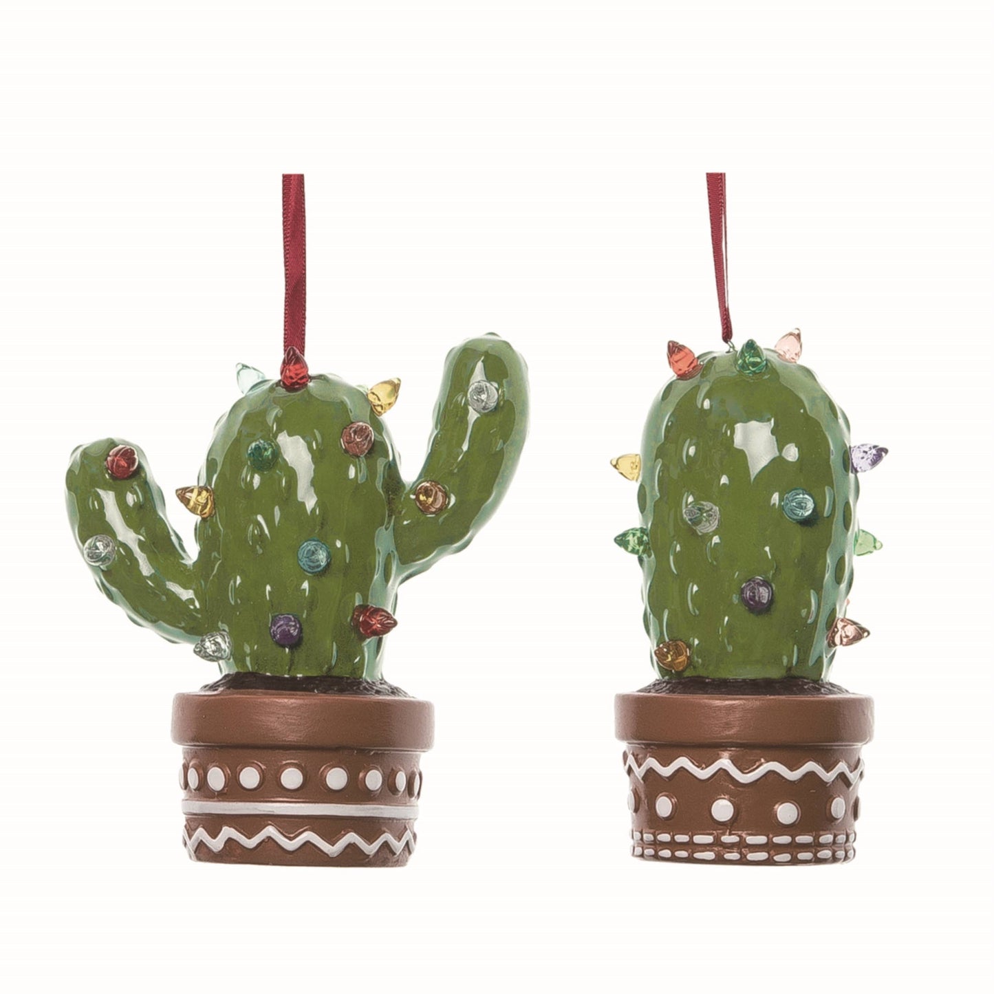 Ceramic Cactus Light Up Ornaments Set of 2