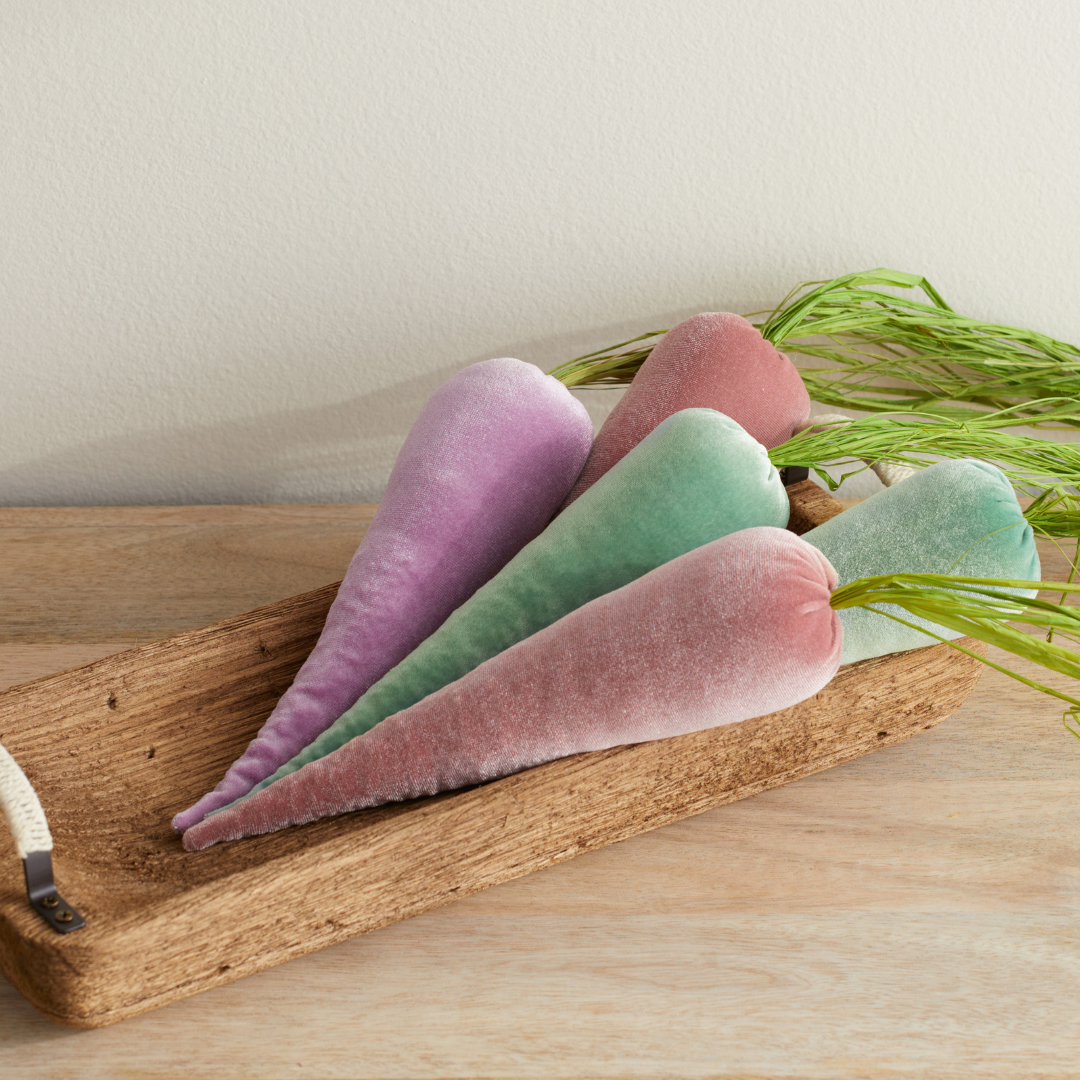 Lush Velvet Carrots Spring Basket Decor, Unique Wall Hanging