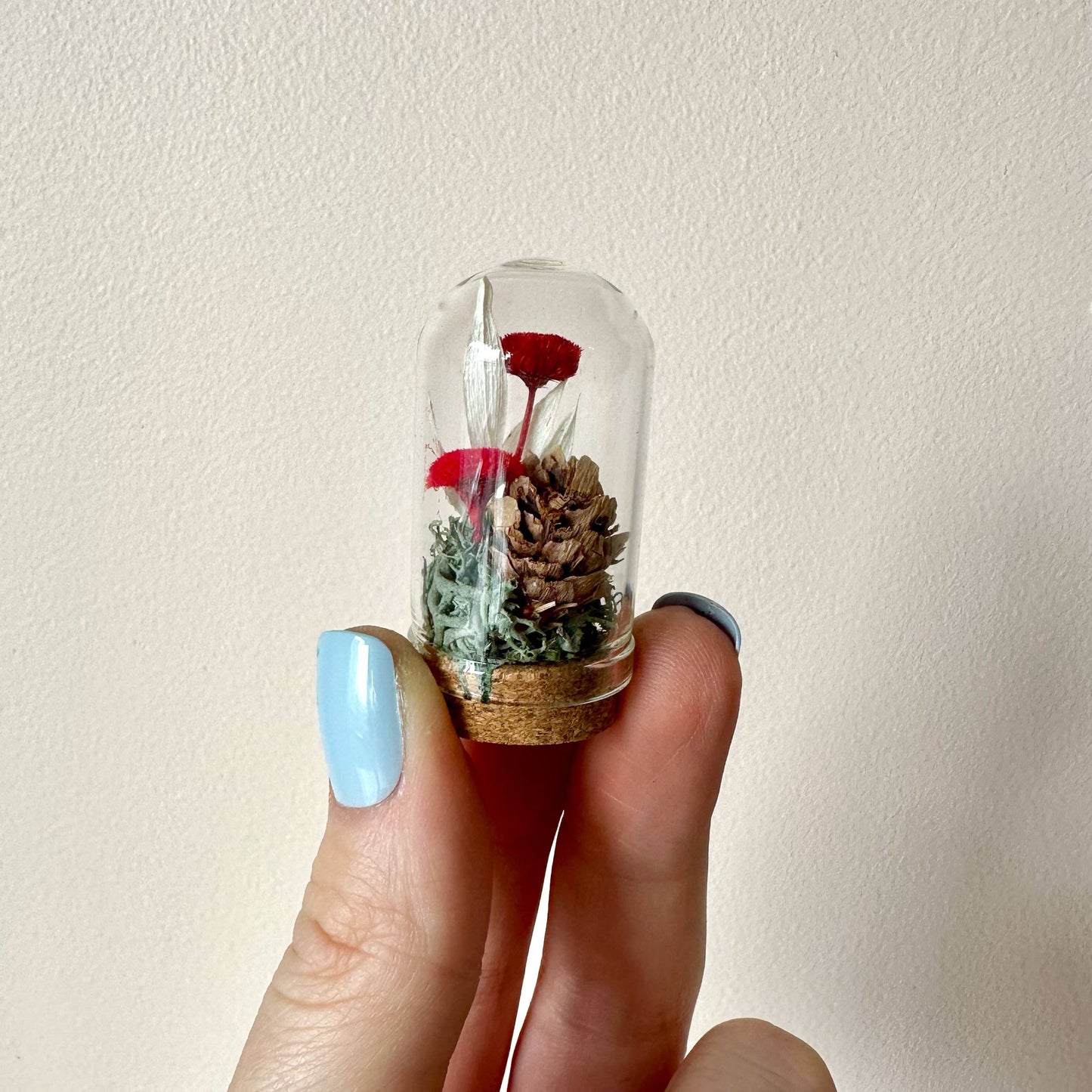 Christmas Holiday Mini Terrarium Glass Jar w/ Dried Florals