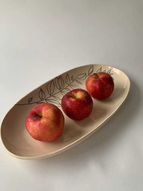 Oval Serving Bowl: Bay Laurel