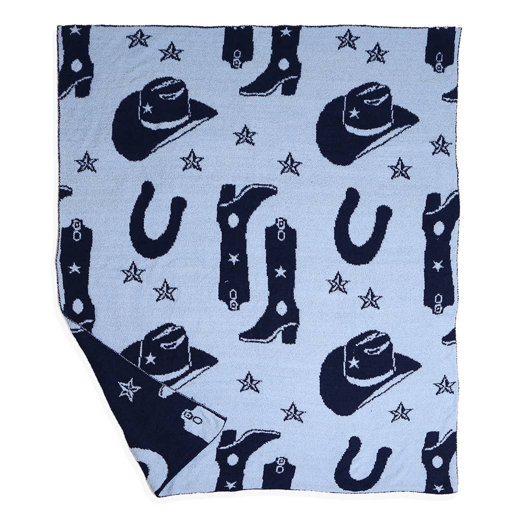 Cowboy Hats and Boots Patterned Throw Blanket