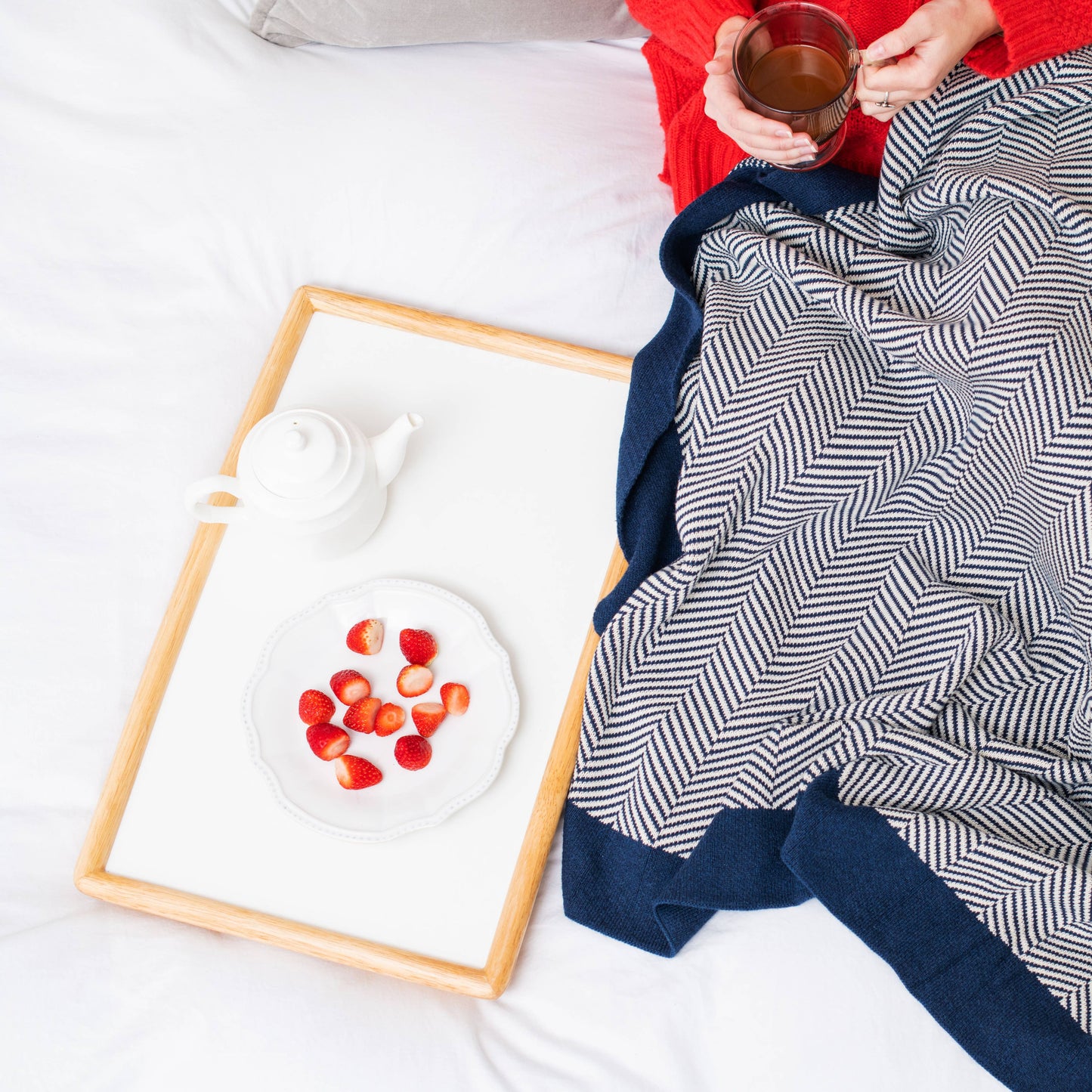 Herringbone Cotton Knit Throw Blanket