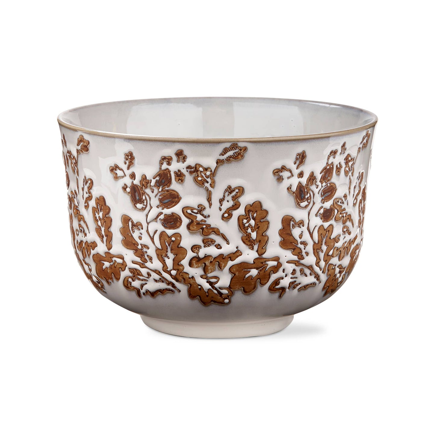 Leaf + Acorn Tall Serve Bowl - White