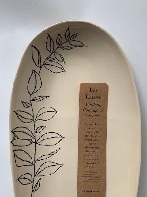 Oval Serving Bowl: Bay Laurel