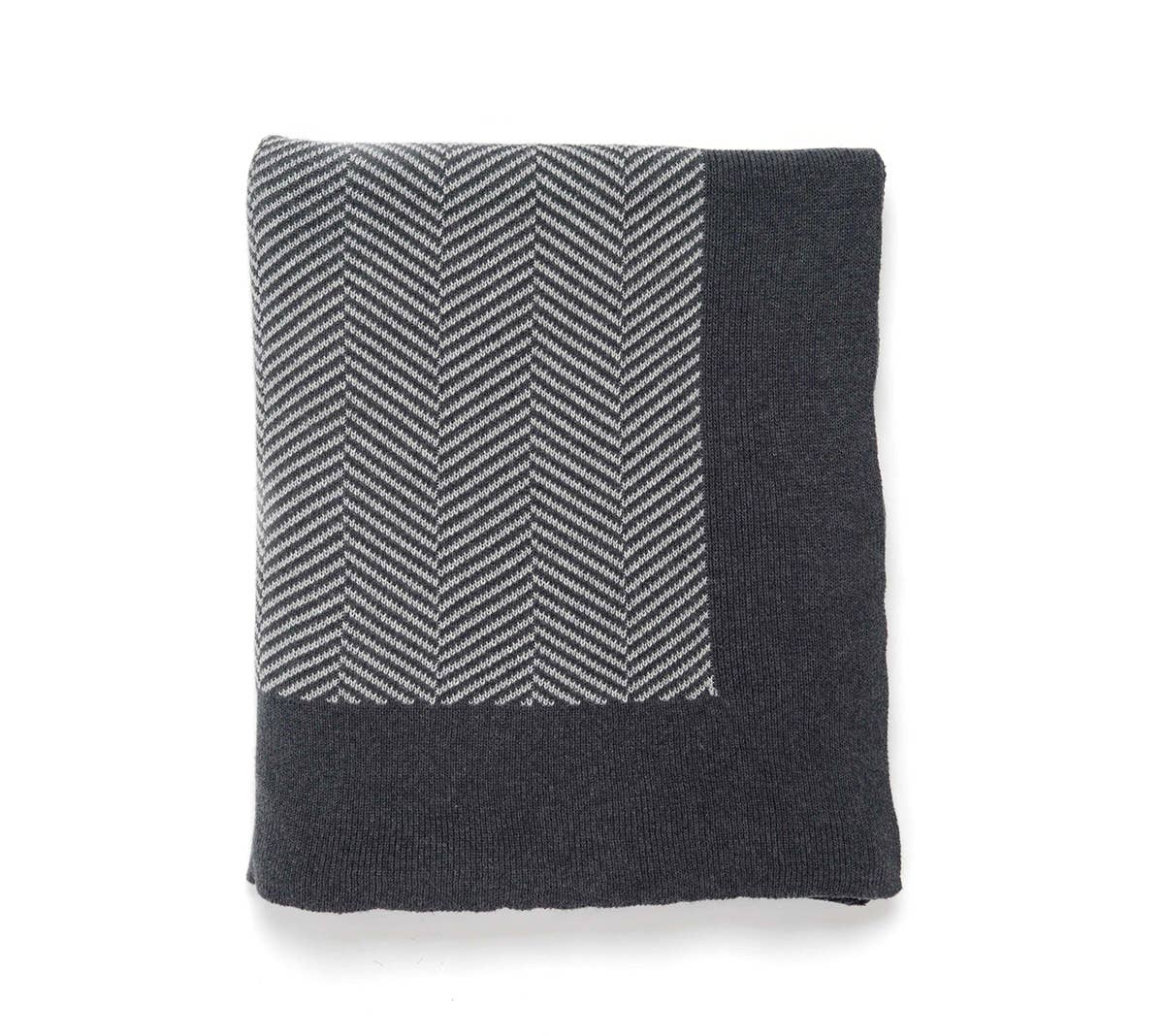 Herringbone Cotton Knit Throw Blanket